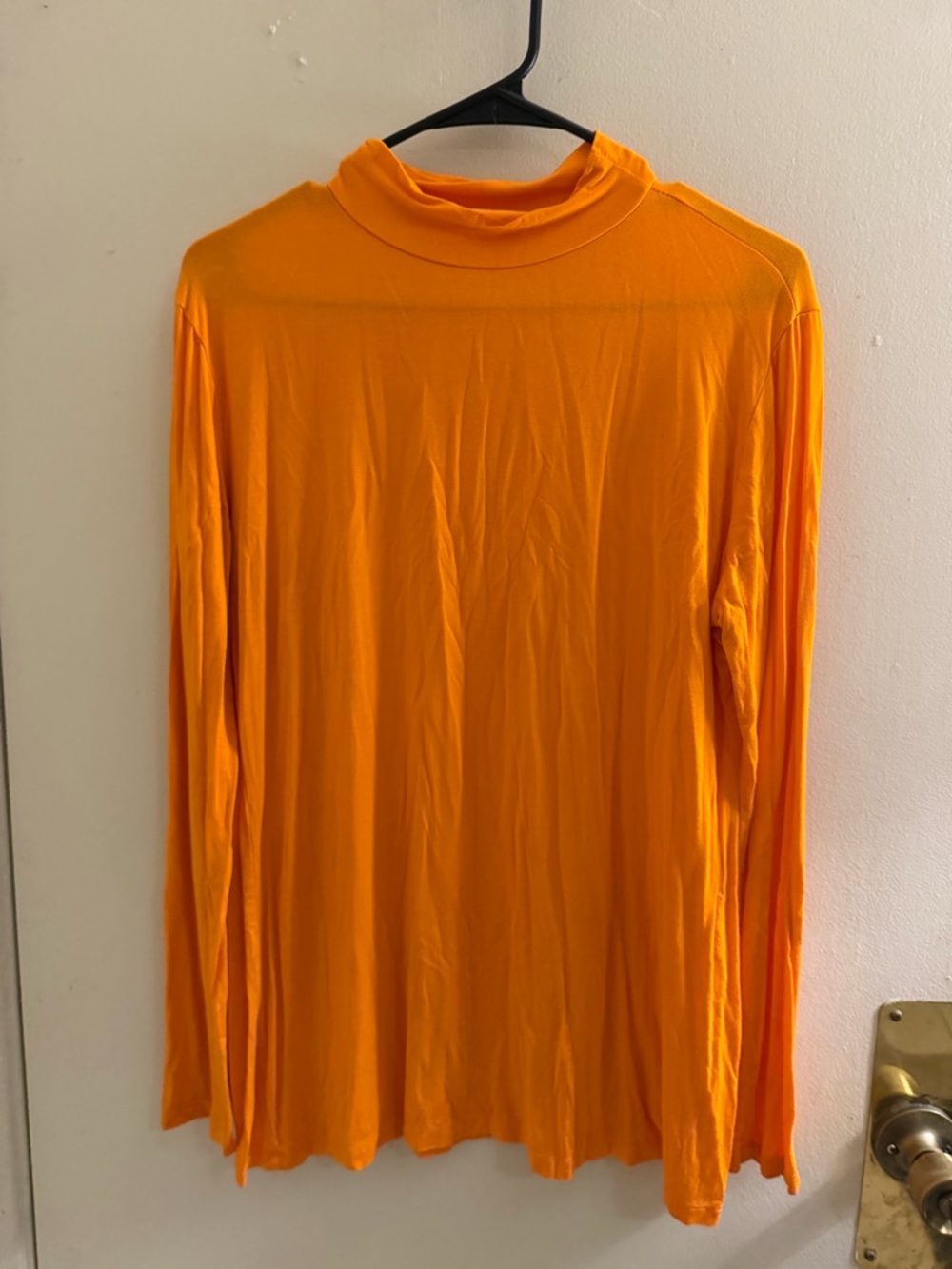 Women's Long Sleeve Mock Neck Tee - Orange